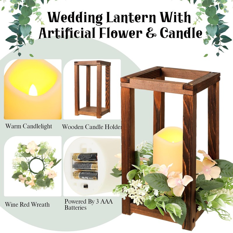 Hushee 10 Set 30 Pcs Wooden Wedding Lantern Centerpiece Integrated