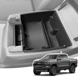 LANGBEAN Armrest Organizer for 2025 2024 2023 Chevy Colorado/GMC Canyon, Center Console Organizer with Removable Rubber Mat, Center Console Tray Custom for Chevy Colorado Accessories, Black