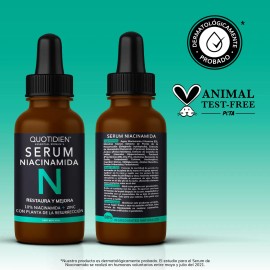 Serum Niacinamida 10% Quotidien Con Zinc + Planta De La Resurreccion - Skin Care Antienvejecimiento - Suero Cuidado Facial Para Todo Tipo De Piel - Antimanchas - Acne -Piel Grasa -30ml