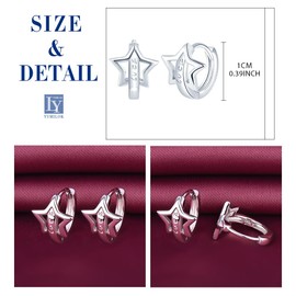 Yumilok Star Luck Women's Earrings Cubic Zirconia Hoop Earrings Silver 925 Stud Earrings for Women Girls, Cubic Zirconia