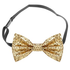 Sparkly Bow Tie,Bow Ties for Men,Black/Silver/Gold/Red Bow Tie,Glitter Sequin Boys Bow Tie,Adjustable Strap,Bowtie for Men Bachelor Dance Night Party Carnival Christmas Fancy Dress Stage Show (Gold)