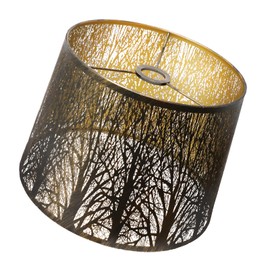 Lampshade Large Drum Lamp Shade 12" Top x 14" Bottom x 10" High (UNO Fitter) Metal Lamp Shades Antique Bronze and Gold Lampshades Replacement for Table Lamps and Floor Lamp Art Etched