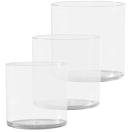 Rospynn - Jarrón cilíndrico acrílico, juego de tres piezas de jarrón grueso, plástico no rompible, centro decorativo para el hogar o boda, 3.9 pulgadas, 4.7 pulgadas, 5.9 pulgadas, redondo corto,