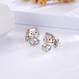 Sterling Silver Pig Earrings Studs S925 Cute Animal Jewelry Gifts for Women Teens
