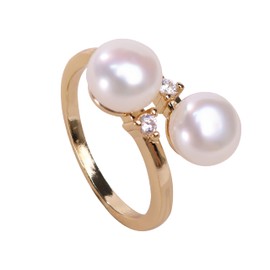 MUFANYOYO Natural Pearl Stackable Ring AAA+ Quality, Ideal for Weddings Anniversaries Birthdays Parties Women's Jewelry Gift with Gift Box