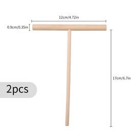 Tabanzhe 2 Piece Pancake Egg Spreader - T-Shaped Wooden Kitchen Tool, 4.7 X 6.3 Inches, Pancake Butter Egg Spreader, Spatula Stick for Flat Tortilla Cooking and Crepes