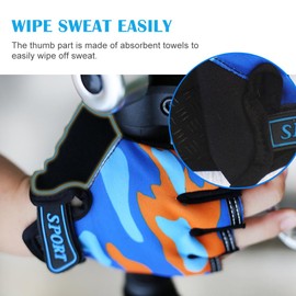 Mecmbj Child Half Finger Cycling Gloves, Children's Sports Gloves, Non-Slip Children's Sports Gloves, for Cycling, Boating, Yoga, Skating, Climbing, Blue + Yellow (Applicable People: 6-12 Years)