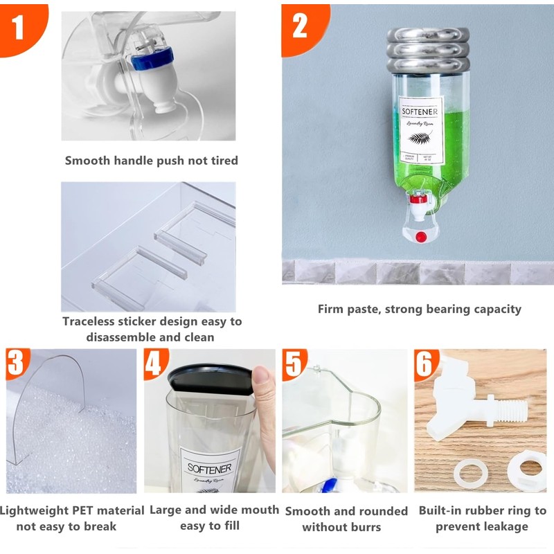 2 Pack Laundry Soap Dispenser,Wall Mounted Detergent Dispenser,Fabric Softener Dispenser,Liquid