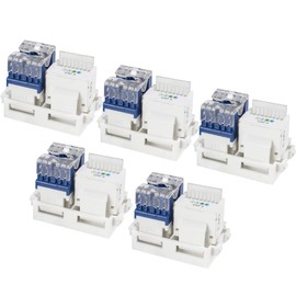 Wumedy 5 Pack CAT6 Tool-Less Keystone Jack RJ45 UTP, SC Fiber Optic Adapter SC to SC No Tool Required Module Coupler Ethernet Wall Jack, Female to Female Coupler for Wall Plates, Patch Panels
