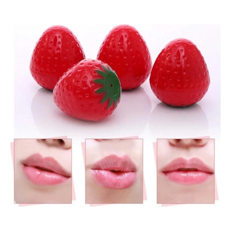 Bálsamos Para Labios Hidratante Forma De Fresa Caja De 24