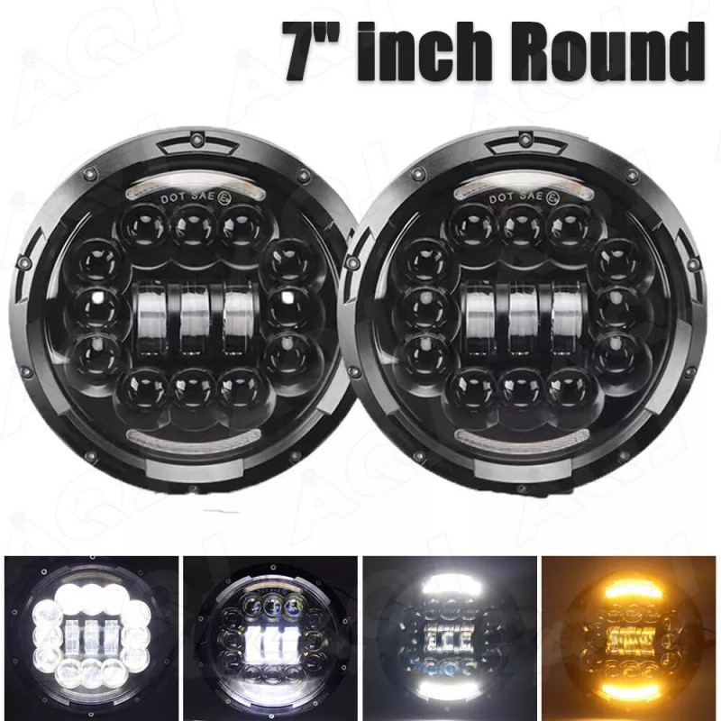 AQJ For Peterbilt 379 359 Truck 7" Inch Round Headlights