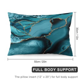 Teal and Gold Faux Marble Waves Pillow Covers Decorative Preppy Lumbar Throw Pillowcase 12x20 Inch Couch Cushion Cover for Home Decor Living Room Bedroom College Dorm Bed Car Sofa Sofa