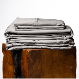 Olive + Crate Tencel Lyocell Eucalyptus California King Sheets - Cooling Tencel Sheets for Hot Sleepers with 18 Inch Deep Pocket Fit - Stone Gray 4-Piece Set