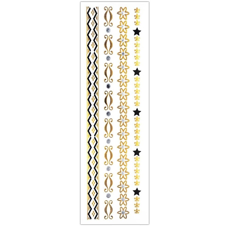 10 Sheets Gold and Silver Tattoos Flash Tattoos Bracelet Tattoos