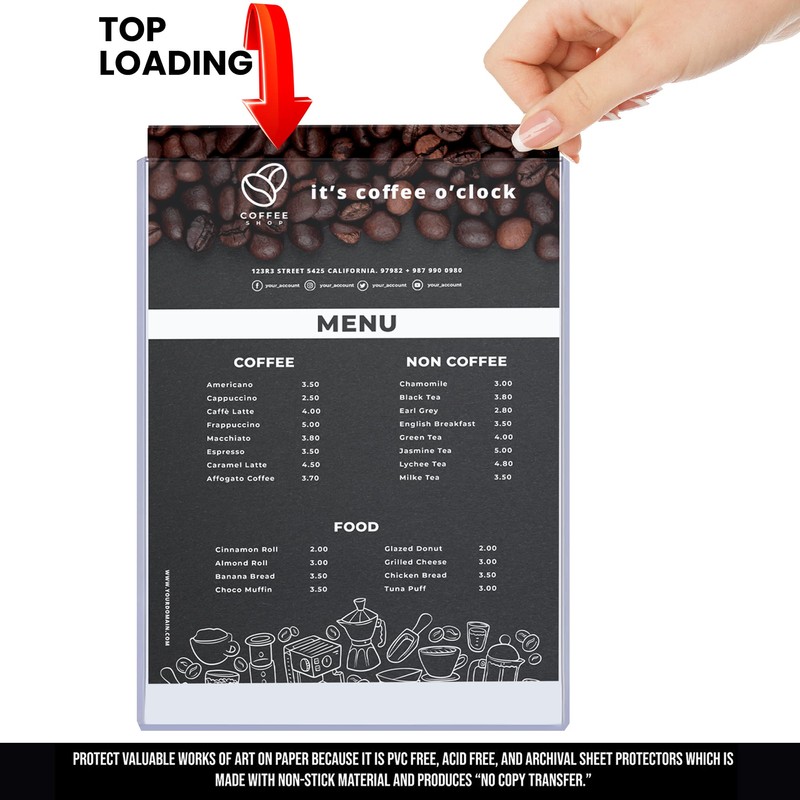 Performore 11" x 8.5" Heavy Duty Rigid Print Crystal-Clear Toploader