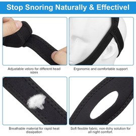 Anti Snoring Devices Anti Snore Chin Strap Upgraded Adjustable Stop Snoring Head Band for Men Women, Black