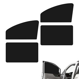 Anyhut 4 PCS Car Side Window Sun Shade, 24.40In x 18.89In x 12.99In Front Window Sun Protection, 31.49In x 18.89In Rear Window Heat Insulation, Universal Foldable Breathable Gauze (Black)
