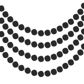 MECCANIXITY 4Pcs Felt Ball Garland Black Pom Pom Garland Handing Balls 8.2 Feet Long 24 Balls Party Banner Decor for Christmas Birthday Party Decoration