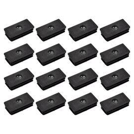 uxcell 16Pcs Black Plastic Rectangle Tube Plugs with M8 Thread, for 1.57"x0.79" OD Rectangle Tube, End Caps Insert Plugs