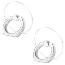 XuJJunB Smartphone Ring, Round Shape, 2 Pieces, Banker, Ring Grip, Transparent, Thin, Hold Ring, Mobile Ring, Eye Ring, Smartphone Ring, Clear, Fall Prevention Ring, Stand Function, 360 Rotations