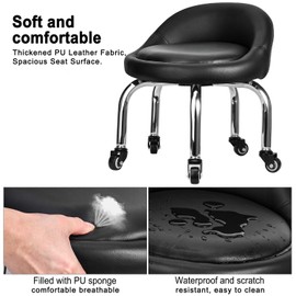 FLOLXNB Low Stool with Back, Low Height Rolling Chair, Low Stool with Wheels for Garage Shop Home Office,L