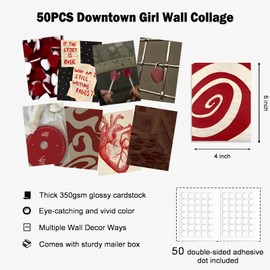 KBKBART Pósteres Y2k para Decoración de Habitación Downtown Girl - Decoración de Pared Estética Downtown Girl Rojo Oscuro, Decoración de Habitación Y2k Kit de Collage de los 2000s, Impresiones de Arte