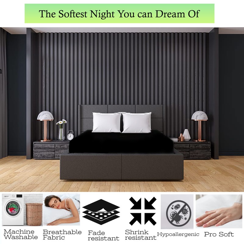 Black King Size Fitted Sheets Microfiber Fitted Sheet Deep Pocket