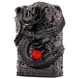 Dragon Candle Lighter - Vintage Portable Antique Reusable Windproof Soft Flame Trench Lighter for Collection/Decorative/Gift/Present (Black)