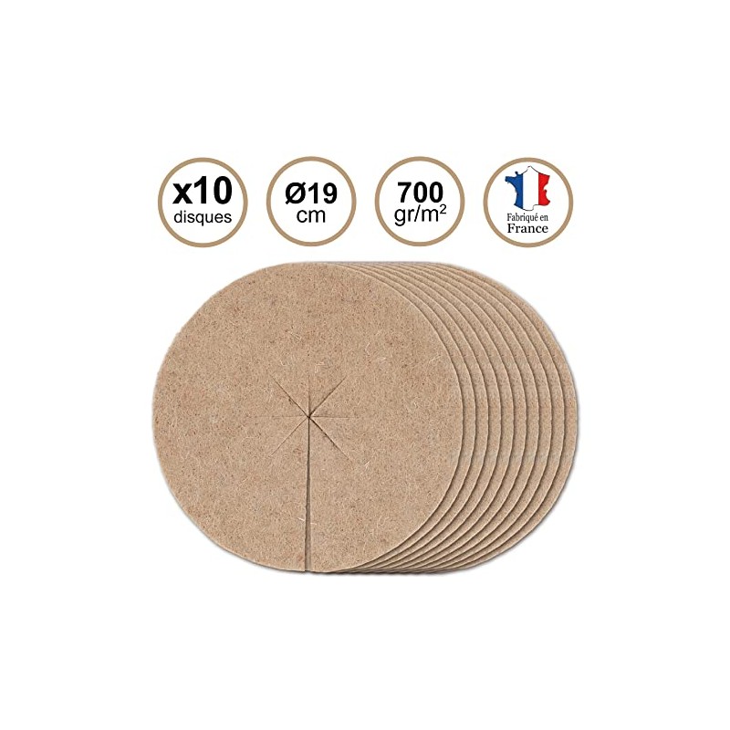 La cordeline 10 discs for mulch, natural, diameter 19 cm,