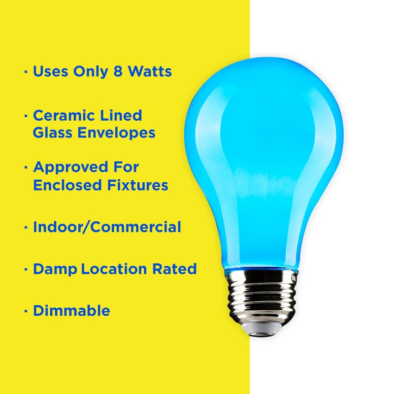 Satco S14985 8 Watt A19 LED Color Light Bulb, Ceramic
