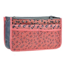 Vercord Purse Organizer Insert for Handbags Bag Organizers Inside Tote Pocketbook Women Nurse Nylon 13 Pockets Pink Leopard Large