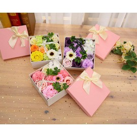 Good Boom Pink 01 Soap Flower, Square Gift Box, Roses, Artificial Flowers, Respect for the Aged Day, Graduation Gifts, Mother's Day, Wedding Anniversary, Promotion, Move In, etc