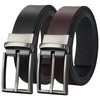 Maikun Mens Reversible Belt, Black/Brown Casual Dress Belts, Reverse Two-In-One,