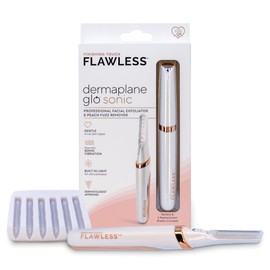 Finishing Touch Flawless Finishing Touch Flawless Dermaplane Glo Sonic Lighted Facial Exfoliator, Electric Vibrating Dermaplane Razor for Dermaplaning, Facial Hair Removal, 6 Replacement Heads