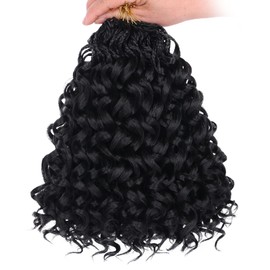 Leeven Gogo Curl Crochet Hair 10 Inch 8 Packs Black Ocean Wave Crochet Hair Pre Looped Deep Twist Goddess Box Braids Short Curly Water Wave Synthetic Braiding Hair for Women Girl Kids