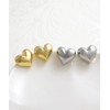 VingTAINE P5190 Pierced Earrings, Heart, Metal, Chubby, Volume, Big, Large,