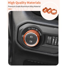 Summleaf for JL Window Switch Button Cover Volume Radio Air Conditioner Headlight Switch Knob Cover Fits for Jeep Wrangler JL JLU 2018-2025 & Gladiator JT Interior Accessories,Orange