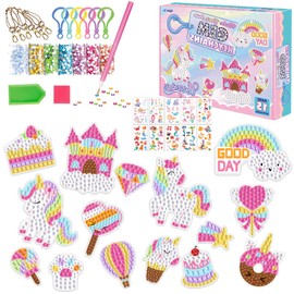 MECOS Artes y Manualidades para Niñas, juguete pintado con diamantes para niños con llaveros, Kit de Pintura de Diamantes para Niños, Llaveros de Kit Artesanía DIY, Regalos para Niñas y Niños de Cumpleaños, Navidad, Juguetes para Niñas 3 a 12 Añ