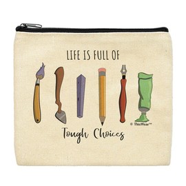 ThisWear Artist Gifts For Women Life Is Full Of Tough Choices Art Supplies 2-Pack Cosmetic Accessory Bags
