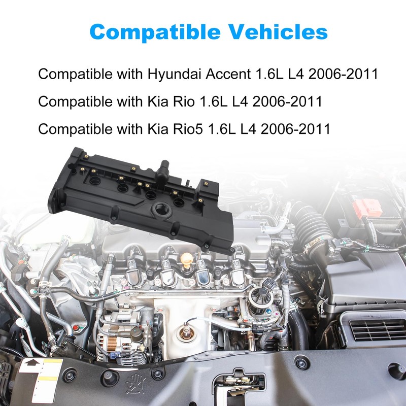 Engine Valve Cover Compatible with Hyundai Accent Kia Rio Rio5
