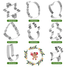 GWHOLE Christmas Cookie Cutter Set- 8 Pieces Snowflake, Santa Claus, Gingerbread Holiday Cookie Cutters for Xmas Winter Holiday Party