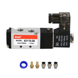 RIH Pneumatics Solenoid Valve 4Vseries 12V/24V/110V Single Coil Pilot-Operated Electric 5Way2Position (DC12V JunctionBox, 1/8‘’)