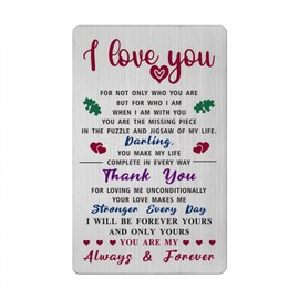 Fetiger Love You Gifts for Women Men, Soulmate Gifts, Romantic Birthday Card for Him Her, I Love You Wallet Card for My Girlfriend