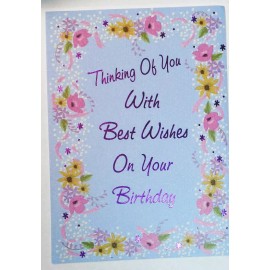 Majestic Greetings 1 Birthday Greeting Card/Envelope Thinking Of You Happy Care Love Flowers Wishes