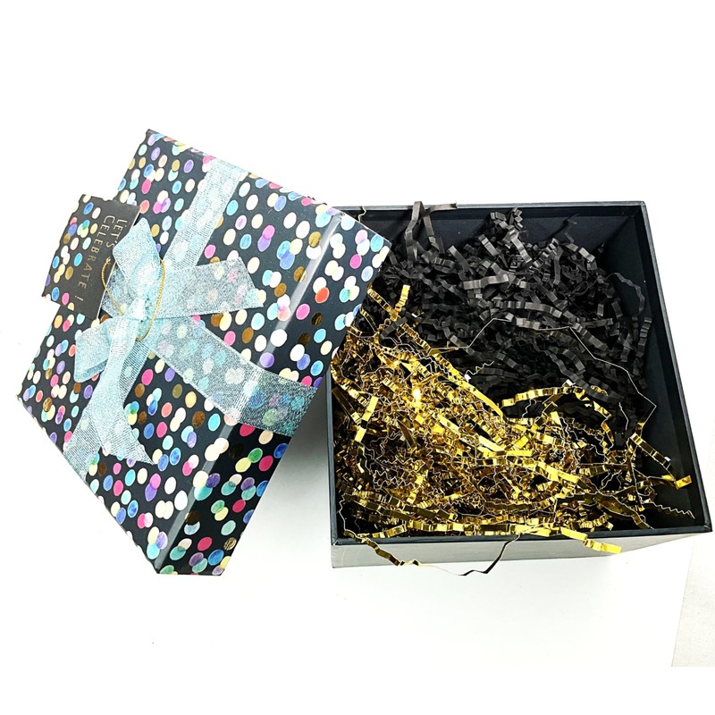 Crinkle Cut Paper Shred Filler Black & Gold for Gift