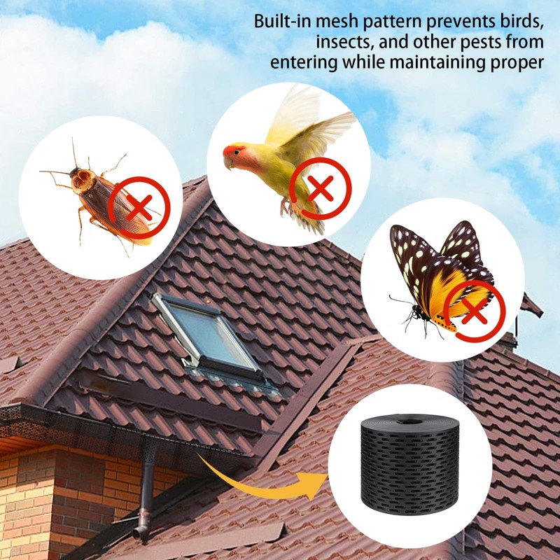 3.93" x32.8FT Soffit Vent Strip for Eaves Ventilation Weather-Resistant Composite