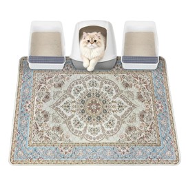 YOSEPATI Cat Litter Box Mat, Washable Kitty Litter Trapping Mat 2 PCs, 60x45 cm Reusable Litter Mats for Cats, Waterproof & Non-Slip Compatible with Cat Box,Easy to Clean