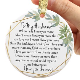 Two-Side Printed to My Husband Ceramic Christmas Ornament, Christmas Ornament for Husband, Husband Gifts from Wife, Christmas Keepsake