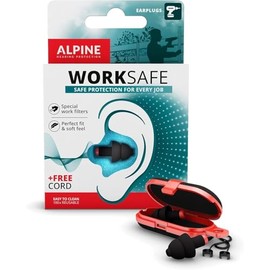 Alpine WorkSafe - Tapones para los Oídos Antiruido para el Trabajo y el Bricolaje - Atenuación del Ruido hasta 23 dB - Cordón de Seguridad incluido - Reutilizables