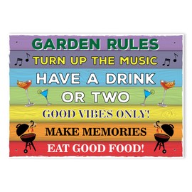 Red Ocean Colourful Garden Rules Sign Hanging Wall Sign Garden Signs And Plaques Shed Summerhouse Sign Home Decor Yard Signs Funny Garden Signs Gift For Him Her